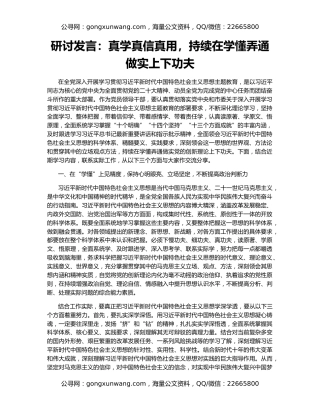 研讨发言：真学真信真用，持续在学懂弄通做实上下功夫