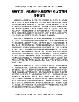 研讨发言：高质量开展主题教育 踔厉奋发阔步新征程