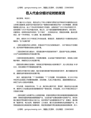 在人代会分组讨论时的发言