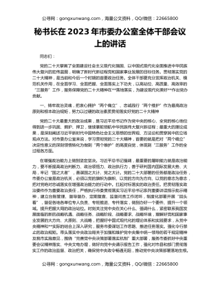 秘书长在2023年市委办公室全体干部会议上的讲话