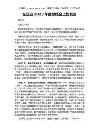 在企业2023年度总结会上的发言