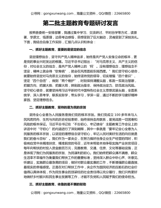 第二批主题教育专题研讨发言