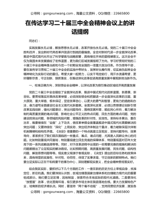 在传达学习二十届三中全会精神会议上的讲话提纲