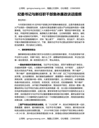 纪委书记与新任职干部集体廉政谈话提纲