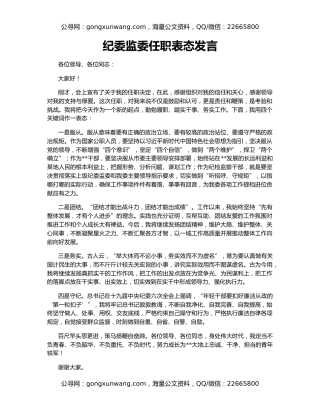 纪委监委任职表态发言