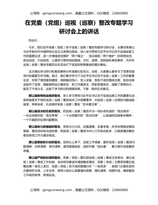 在党委（党组）巡视（巡察）整改专题学习研讨会上的讲话