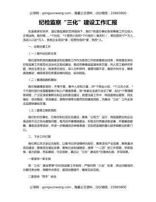 纪检监察“三化”建设工作汇报