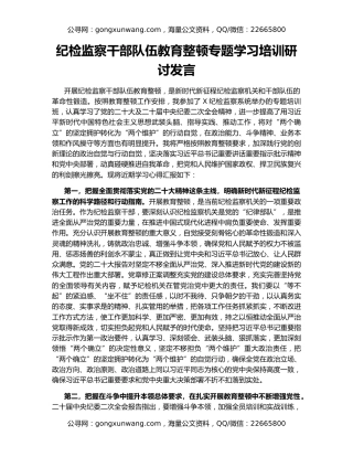 纪检监察干部队伍教育整顿专题学习培训研讨发言