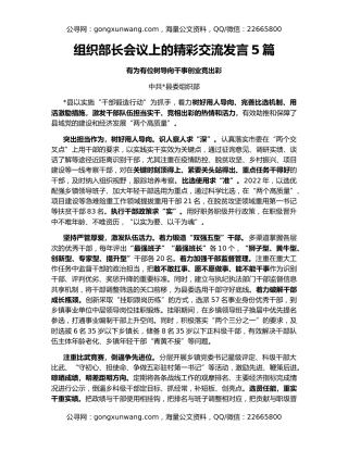 组织部长会议上的精彩交流发言5篇