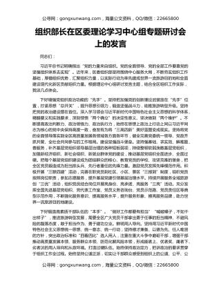 组织部长在区委理论学习中心组专题研讨会上的发言