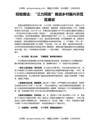 经验做法：“三力同发”推进乡村振兴示范区建设