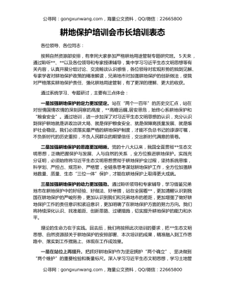 耕地保护培训会市长培训表态