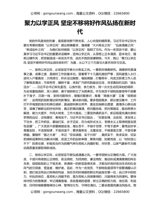 聚力以学正风 坚定不移将好作风弘扬在新时代