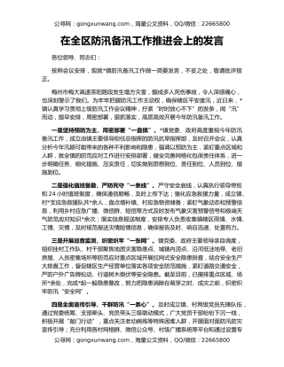 在全区防汛备汛工作推进会上的发言