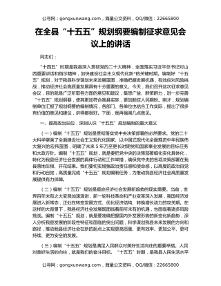 在全县“十五五”规划纲要编制征求意见会议上的讲话