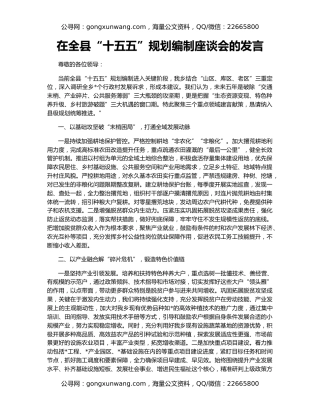 在全县“十五五”规划编制座谈会的发言