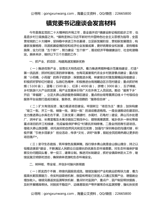 镇党委书记座谈会发言材料