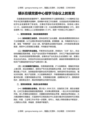 镇长在镇党委中心组学习会议上的发言