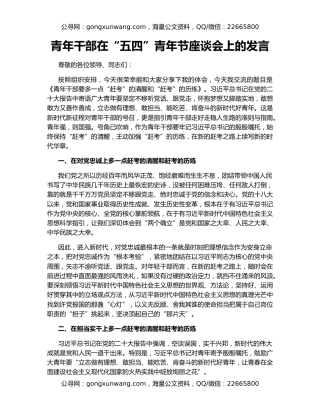 青年干部在“五四”青年节座谈会上的发言