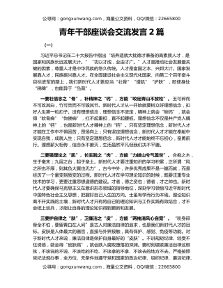 青年干部座谈会交流发言2篇