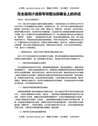 在全县统计造假专项整治部署会上的讲话