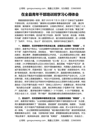 在全县青年干部培训班学习心得体会