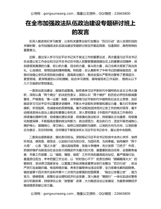 在全市加强政法队伍政治建设专题研讨班上的发言