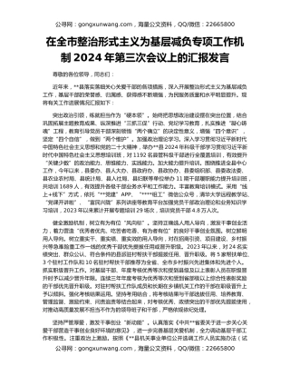 在全市整治形式主义为基层减负专项工作机制2024年第三次会议上的汇报发言