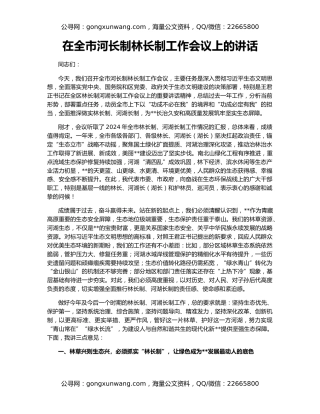 在全市河长制林长制工作会议上的讲话