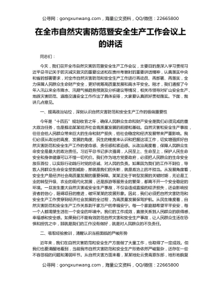 在全市自然灾害防范暨安全生产工作会议上的讲话