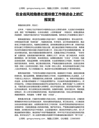 在全省风险隐患处置排查工作推进会上的汇报发言