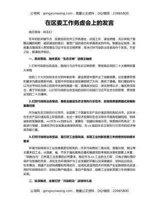 在区委工作务虚会上的发言