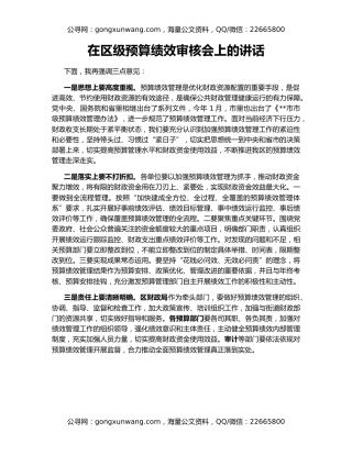 在区级预算绩效审核会上的讲话