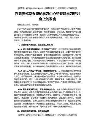 在县委巡察办理论学习中心组专题学习研讨会上的发言