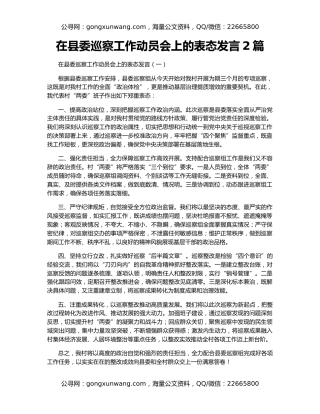 在县委巡察工作动员会上的表态发言2篇