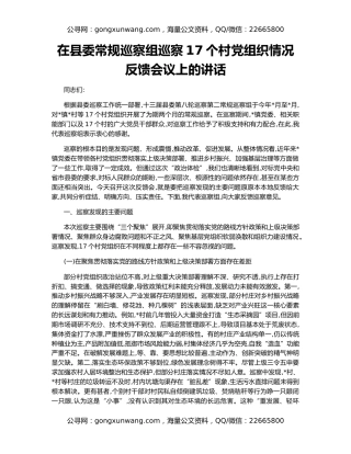 在县委常规巡察组巡察17个村党组织情况反馈会议上的讲话