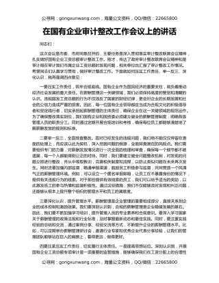 在国有企业审计整改工作会议上的讲话