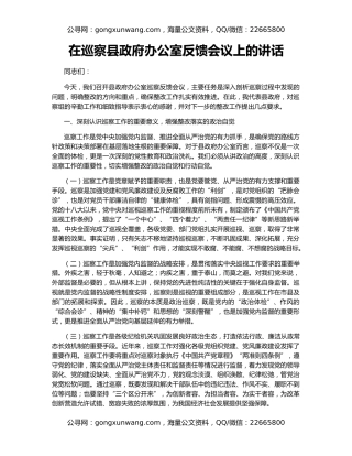 在巡察县政府办公室反馈会议上的讲话
