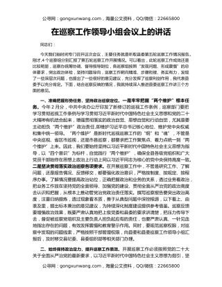 在巡察工作领导小组会议上的讲话