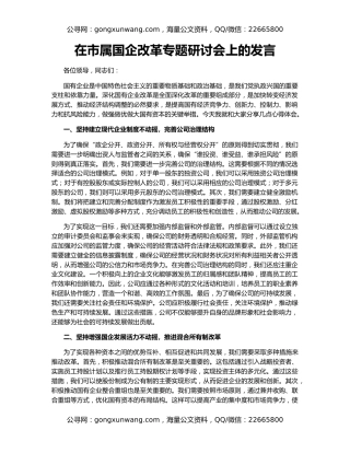 在市属国企改革专题研讨会上的发言