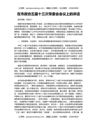 在市政协五届十三次常委会会议上的讲话