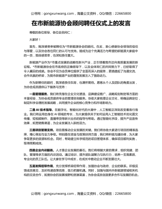在市新能源协会顾问聘任仪式上的发言