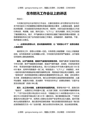 在市防汛工作会议上的讲话