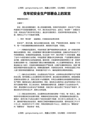 在年初安全生产部署会上的发言