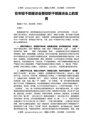 在年轻干部座谈会暨挂职干部座谈会上的发言