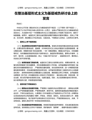 在整治基层形式主义为基层减负研讨会上的发言