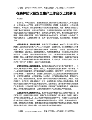在森林防火暨安全生产工作会议上的讲话