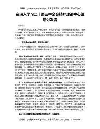 在深入学习二十届三中全会精神理论中心组研讨发言