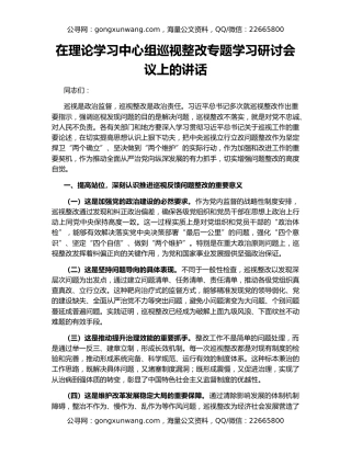 在理论学习中心组巡视整改专题学习研讨会议上的讲话