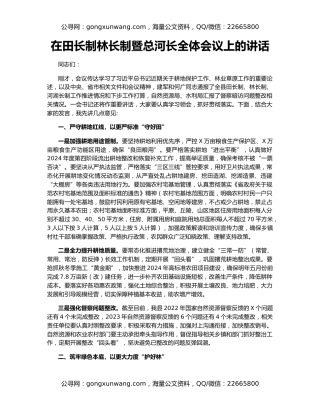 在田长制林长制暨总河长全体会议上的讲话